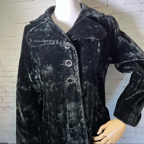 Antique Vintage Edwardian Victorian Black Velvet Opera Swing Coat Jacket - Picture 2 of 12